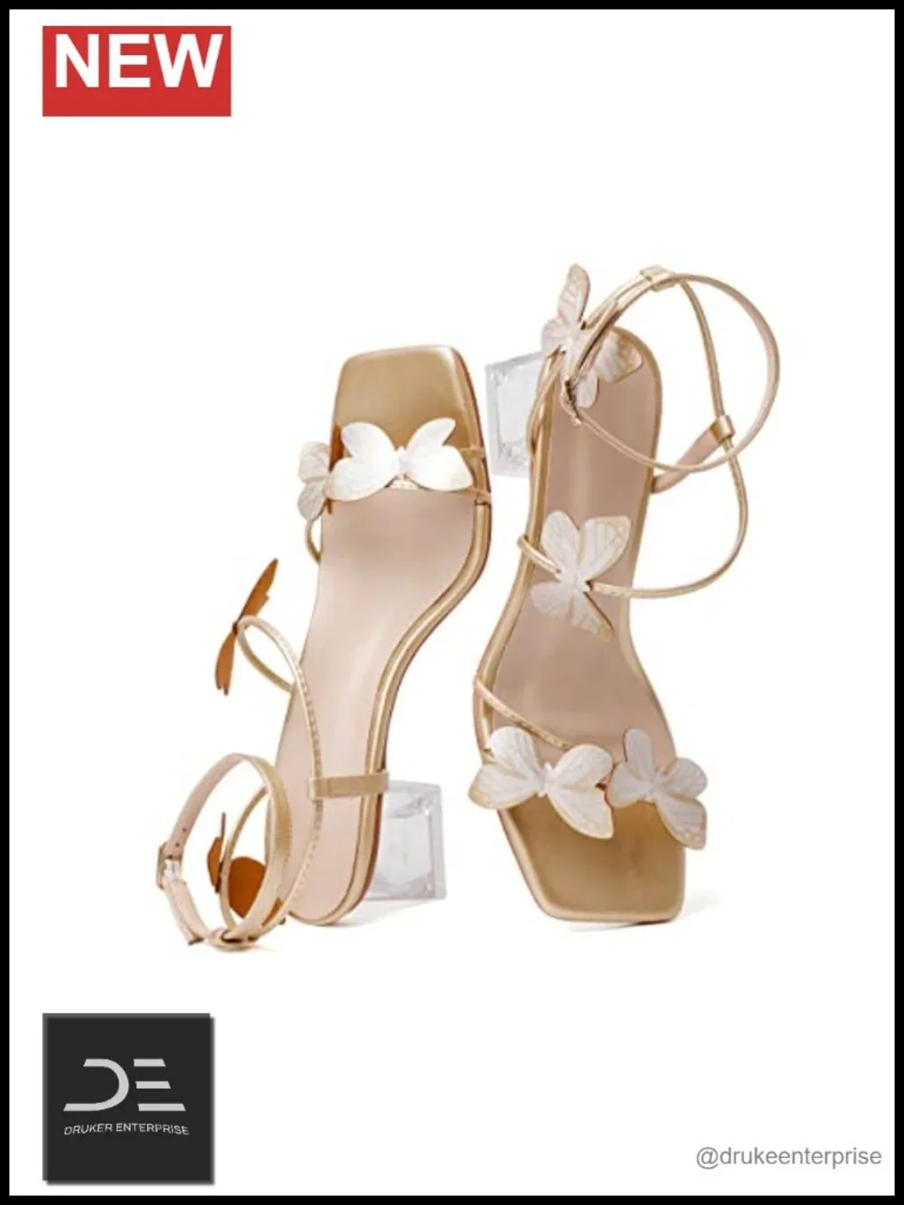 Women's Heeled Sandals Square Open Toe Ankle Strap Block Clear Heels Low Heel